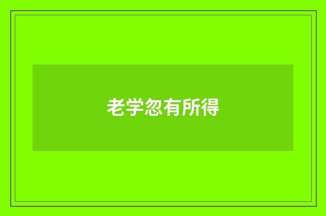老学忽有所得