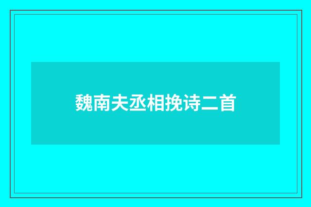 魏南夫丞相挽诗二首