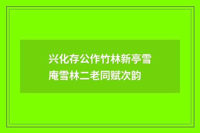 兴化存公作竹林新亭雪庵雪林二老同赋次韵