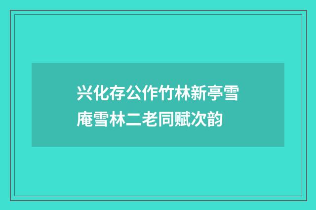 兴化存公作竹林新亭雪庵雪林二老同赋次韵