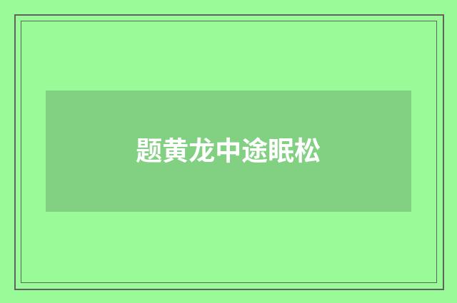 题黄龙中途眠松