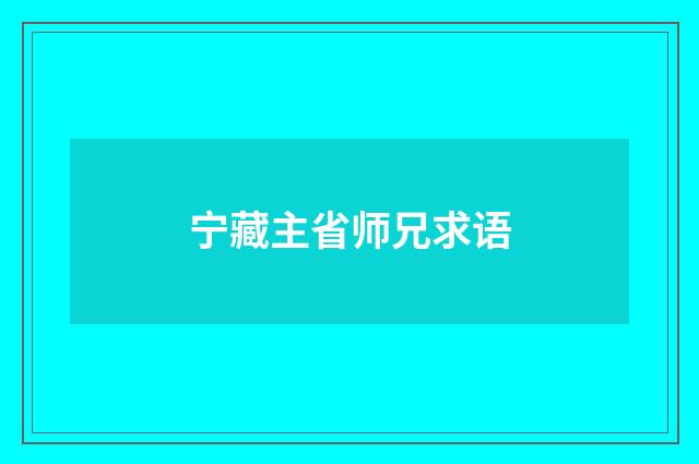 宁藏主省师兄求语