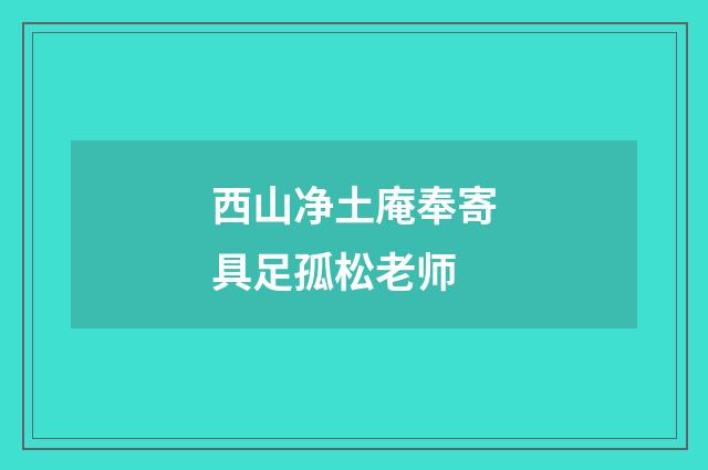 西山净土庵奉寄具足孤松老师