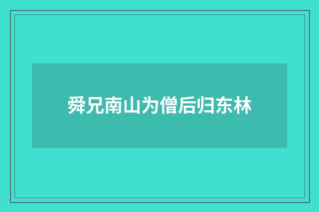 舜兄南山为僧后归东林