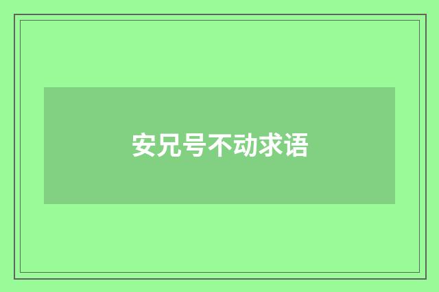 安兄号不动求语