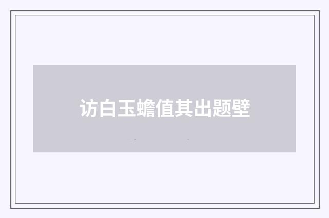 访白玉蟾值其出题壁