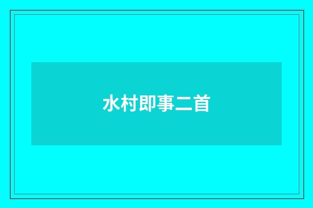 水村即事二首