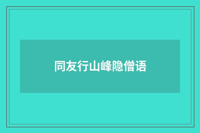 同友行山峰隐僧语