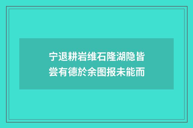 宁退耕岩维石隆湖隐皆尝有德於余图报未能而