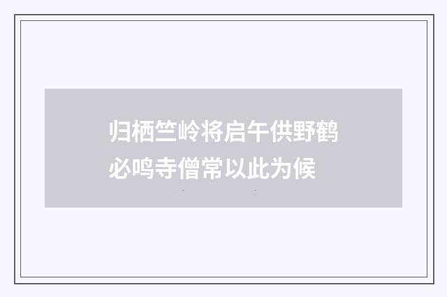 归栖竺岭将启午供野鹤必鸣寺僧常以此为候