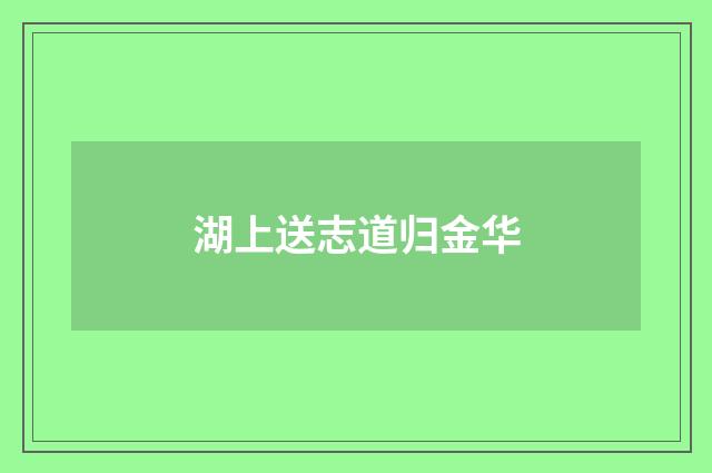 湖上送志道归金华