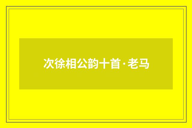 次徐相公韵十首·老马
