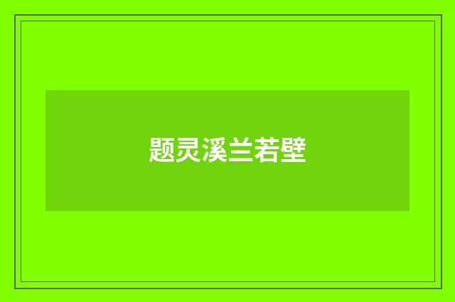 题灵溪兰若壁