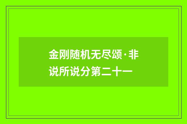 金刚随机无尽颂·非说所说分第二十一