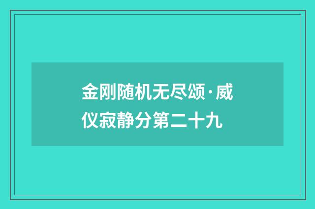 金刚随机无尽颂·威仪寂静分第二十九