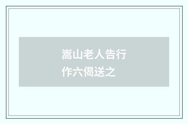 嵩山老人告行作六偈送之
