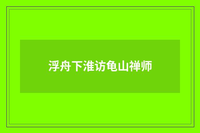 浮舟下淮访龟山禅师