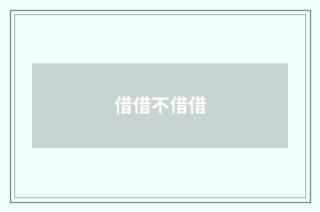 借借不借借