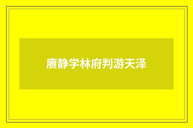 赓静学林府判游天泽
