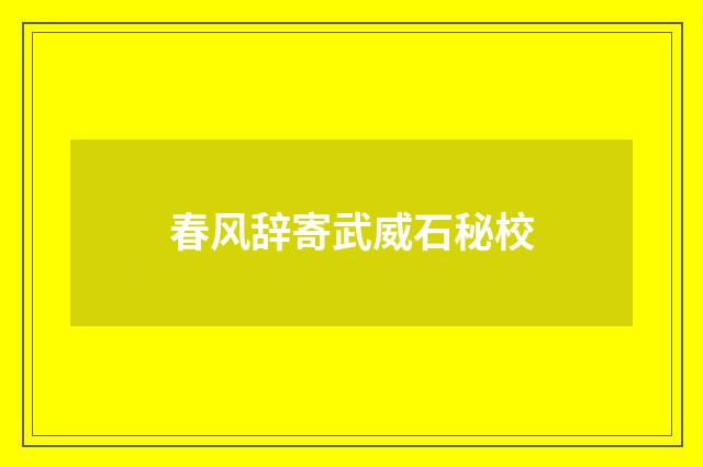 春风辞寄武威石秘校