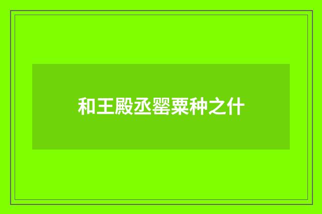 和王殿丞罂粟种之什