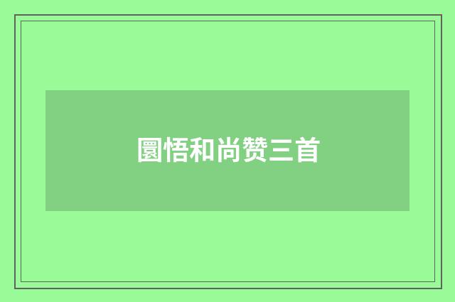 圜悟和尚赞三首