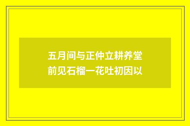 五月间与正仲立耕养堂前见石榴一花吐初因以