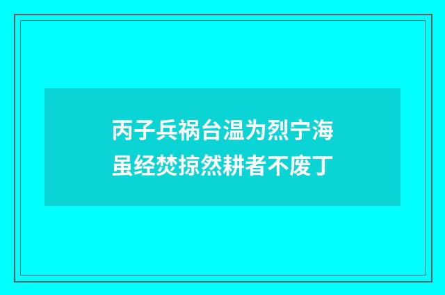 丙子兵祸台温为烈宁海虽经焚掠然耕者不废丁