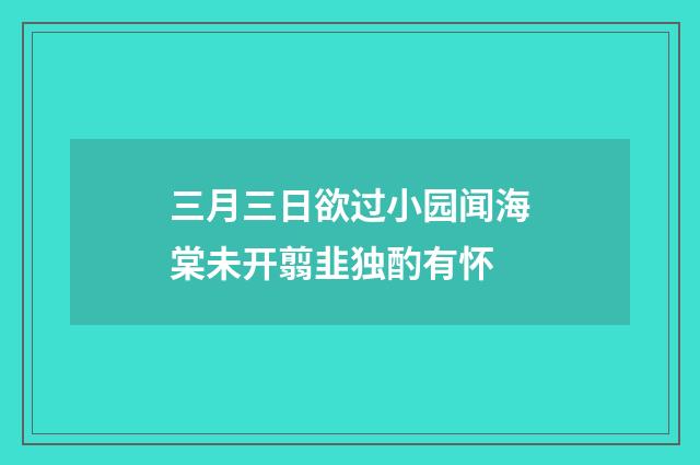 三月三日欲过小园闻海棠未开翦韭独酌有怀