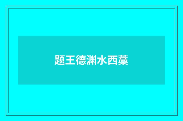 题王德渊水西藁