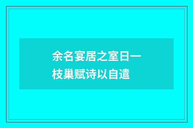 余名宴居之室日一枝巢赋诗以自遣