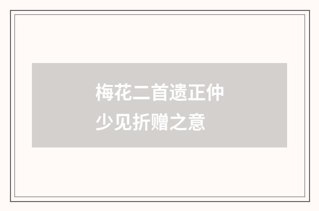 梅花二首遗正仲少见折赠之意