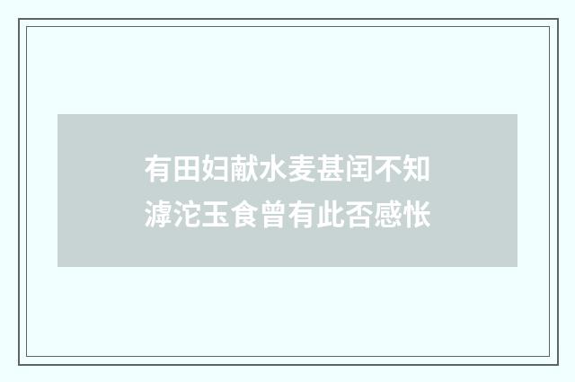 有田妇献水麦甚闰不知滹沱玉食曾有此否感怅