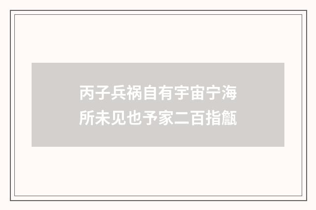 丙子兵祸自有宇宙宁海所未见也予家二百指甔