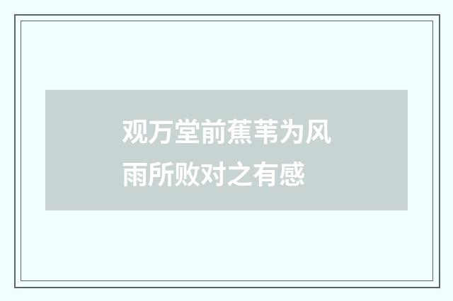 观万堂前蕉苇为风雨所败对之有感