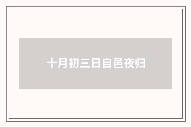 十月初三日自邑夜归