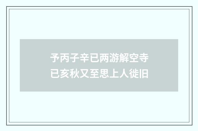 予丙子辛已两游解空寺已亥秋又至思上人徙旧