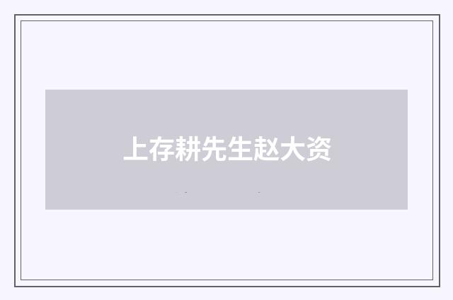 上存耕先生赵大资