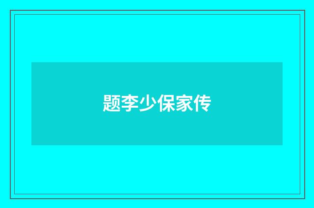题李少保家传