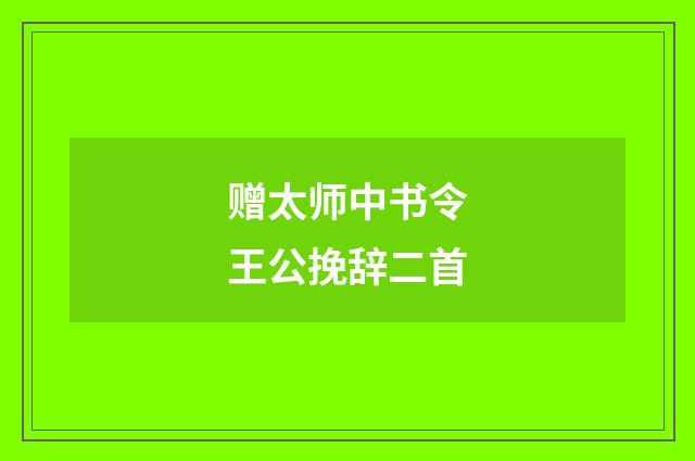 赠太师中书令王公挽辞二首