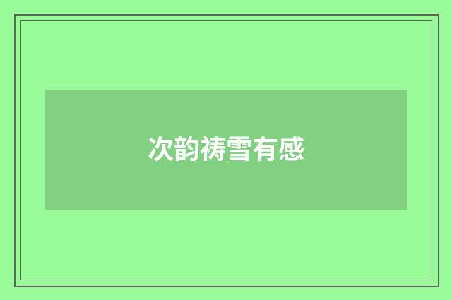 次韵祷雪有感