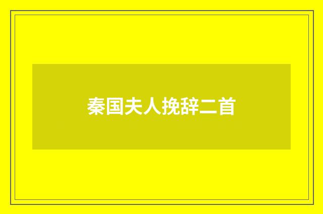 秦国夫人挽辞二首