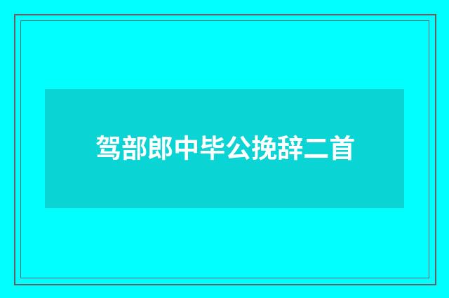 驾部郎中毕公挽辞二首