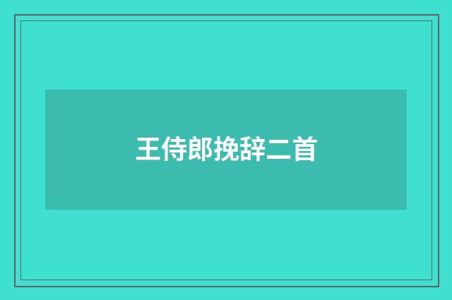 王侍郎挽辞二首