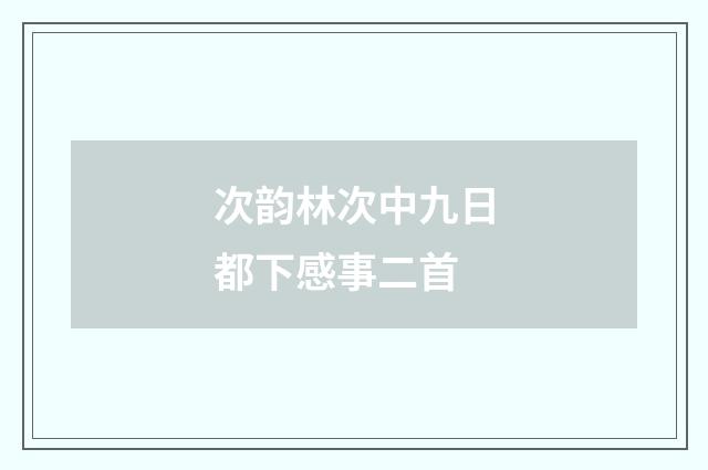 次韵林次中九日都下感事二首