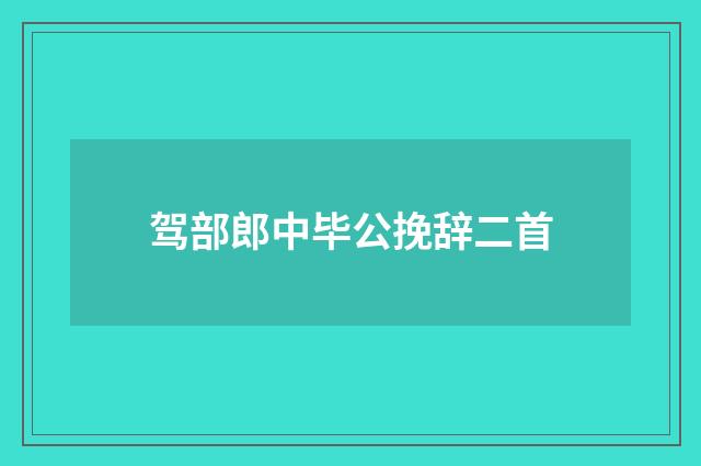 驾部郎中毕公挽辞二首