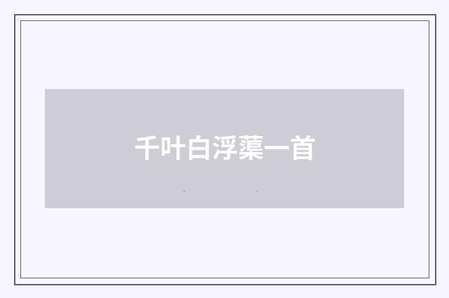 千叶白浮蕖一首