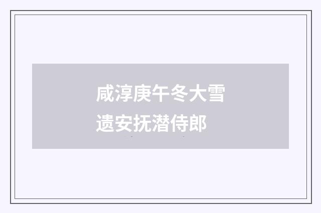 咸淳庚午冬大雪遗安抚潜侍郎
