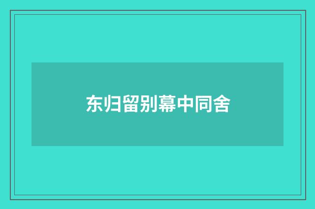 东归留别幕中同舍