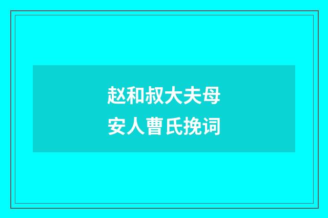 赵和叔大夫母安人曹氏挽词
